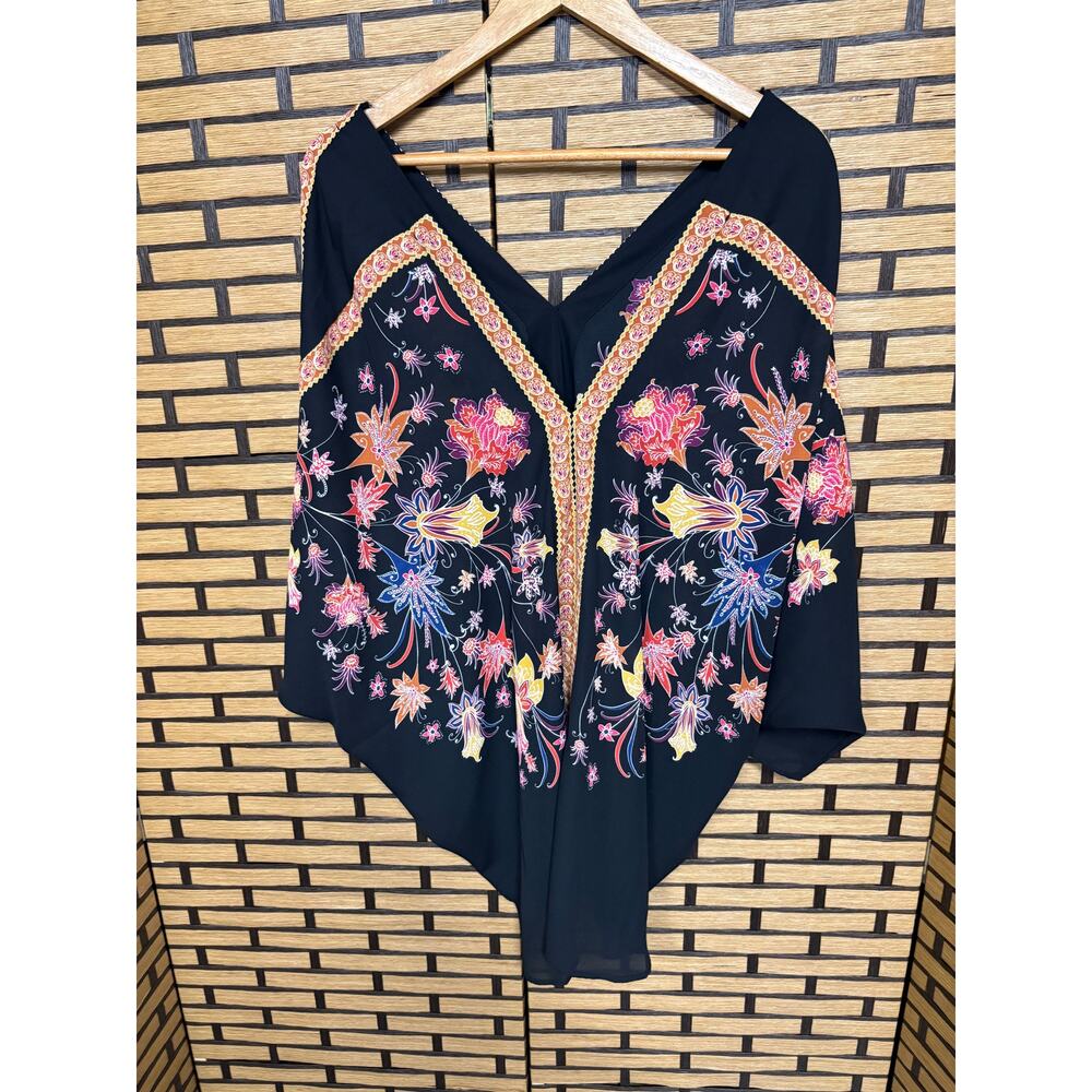 Rose + Olive Black Floral Blouse‎ Size 3X